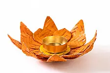 Venu . वेणु | Lotus Handcrafted Bamboo Tea Light Holder (Two Color Options)