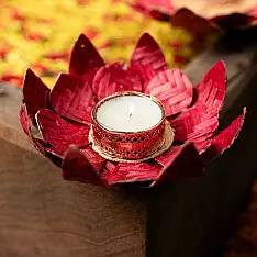 Venu . वेणु | Lotus Handcrafted Bamboo Tea Light Holder (Two Color Options)