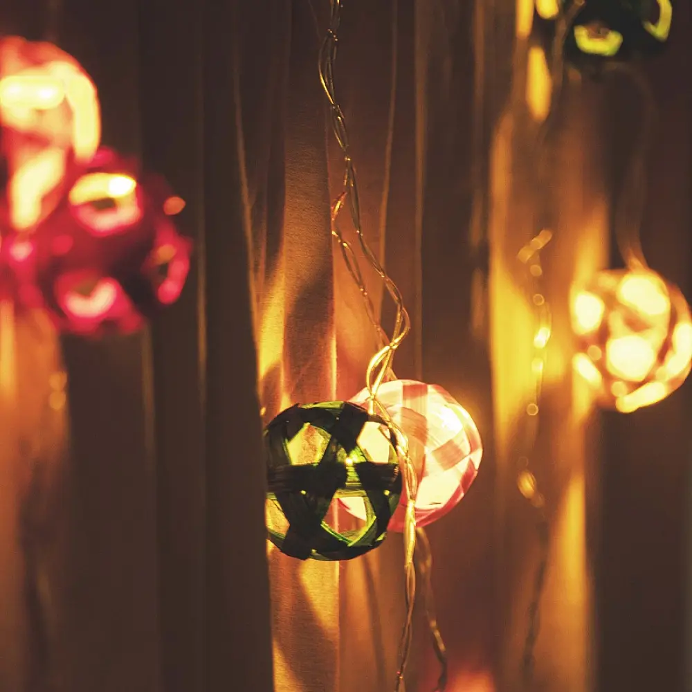 Venu . वेणु | Star Full Moon Handcrafted bamboo String Light ( Five Color Options )