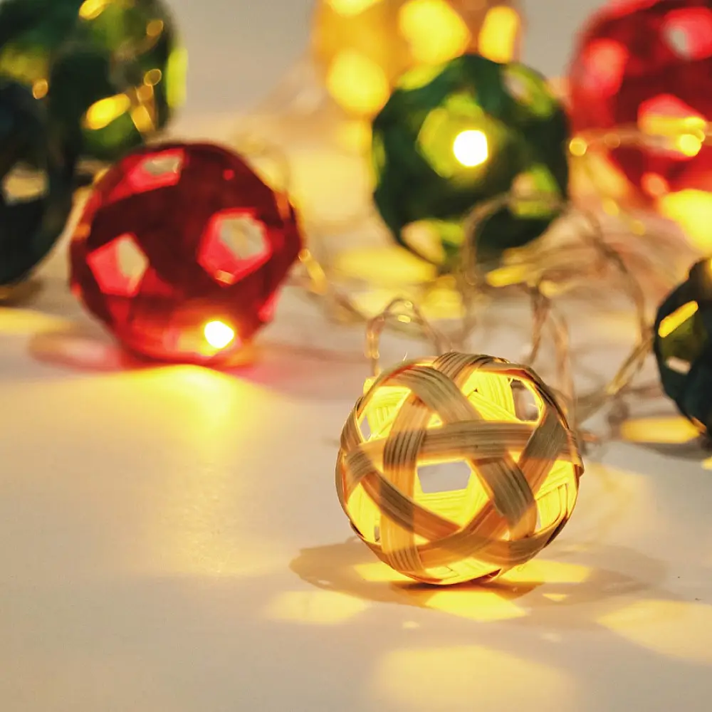 Venu . वेणु | Star Full Moon Handcrafted bamboo String Light ( Five Color Options )