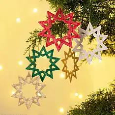Venu . वेणु | Bamboo Handcrafted - Bamboo Star Hanging | Set of 6 (Assorted Colors) – II