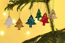 Venu . वेणु | Bamboo Handcrafted -  Bamboo Star & Tree Hanging | Set of 12 (Assorted Colors)