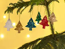Venu . वेणु | Bamboo Handcrafted -  Bamboo Star & Tree Hanging | Set of 12 (Assorted Colors)