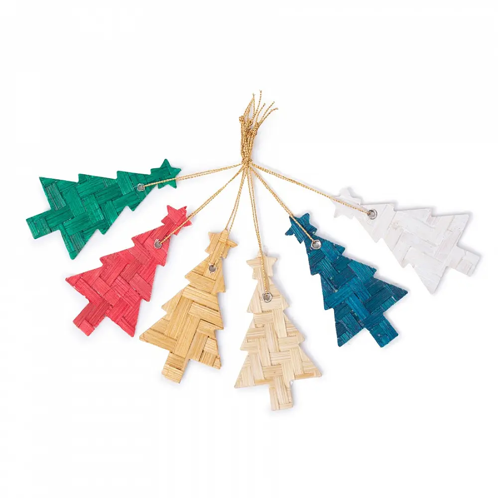 shop Banboo Handcrafted - Bamboo Star-Topped Tree Hanging | Set of 6