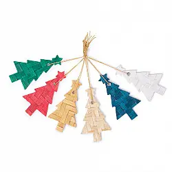 Venu . वेणु | Bamboo Handcrafted - Bamboo Star-Topped Tree Hanging | Set of 6 (Assorted Colors)