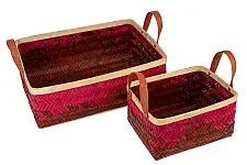 Venu . वेणु ~ Blush Handcrafted Bamboo Tray - Set of 2