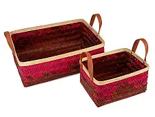 Venu . वेणु ~ Blush Handcrafted Bamboo Tray - Set of 2