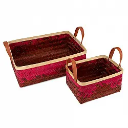 Venu . वेणु ~ Blush Handcrafted Bamboo Tray - Set of 2