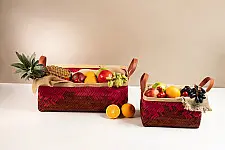Venu . वेणु ~ Blush Handcrafted Bamboo Tray - Set of 2
