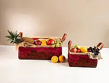 Venu . वेणु ~ Blush Handcrafted Bamboo Tray - Set of 2