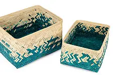 Venu . वेणु ~ Pearl Handcrafted Bamboo Tray - Set of 2