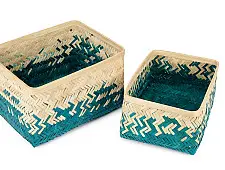 Venu . वेणु ~ Pearl Handcrafted Bamboo Tray - Set of 2