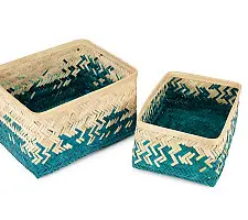 Venu . वेणु ~ Pearl Handcrafted Bamboo Tray - Set of 2