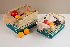 Venu . वेणु ~ Pearl Handcrafted Bamboo Tray - Set of 2