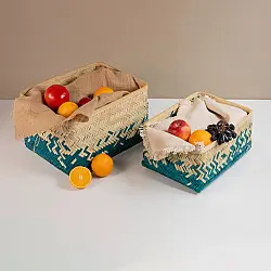 Venu . वेणु ~ Pearl Handcrafted Bamboo Tray - Set of 2
