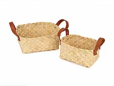 Venu . वेणु ~ Avella Handcrafted Bamboo Basket with Handles - Set of 2