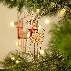Venu . वेणु | Handcrafted - Banana Rope Reindeer Woven Hanging | Set of 2