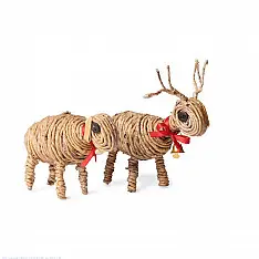 Venu . वेणु | Banboo Handcrafted -  Reindeer & Sheep Banana Rope Figurine (Set of Two)