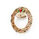 handcrafted circular banana rope woven christmas wreath featuring suspended center bells and red and green crochet holly berry accents