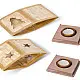handcrafted square bamboo tea light holders featuring a cutout star and a cutout christmas tree panel with woven gold ribbon borders
