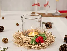 Venu . वेणु | Handcrafted - Bamboo & Crochet Frill Tea Light Holder