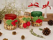 Venu . वेणु | Handcrafted - Banana Bark & Crochet Joy Tea Light Holder | Set of 3