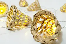 Venu . वेणु | Handcrafted - Banana Bark Bell Fairy Lights | 3 mtr