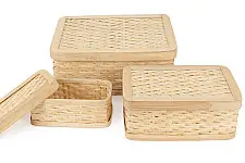 Venu . वेणु ~ Sora Handcrafted Bamboo Rectangular Box - Set of 3