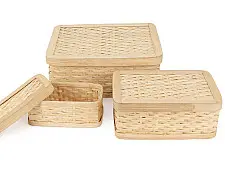 Venu . वेणु ~ Sora Handcrafted Bamboo Rectangular Box - Set of 3