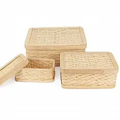 Venu . वेणु ~ Sora Handcrafted Bamboo Rectangular Box - Set of 3