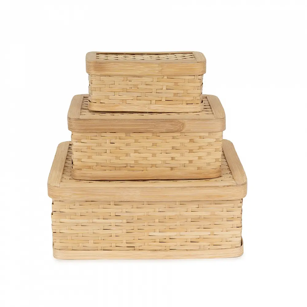 shop Sora Handcrafted Bamboo Rectangular Box - Set of 3