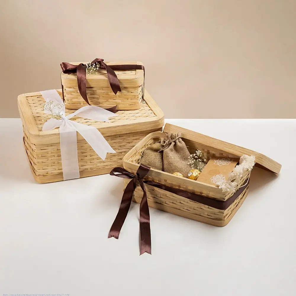 shop Sora Handcrafted Bamboo Rectangular Box - Set of 3