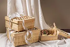 Venu . वेणु ~ Mira Handcrafted Bamboo Square Box - Set of 3