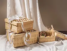 Venu . वेणु ~ Mira Handcrafted Bamboo Square Box - Set of 3