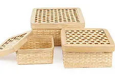 Venu . वेणु ~ Mira Handcrafted Bamboo Square Box - Set of 3