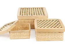 Venu . वेणु ~ Mira Handcrafted Bamboo Square Box - Set of 3