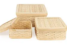 Venu . वेणु ~ Mira Handcrafted Bamboo Square Box - Set of 3
