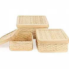 Venu . वेणु ~ Mira Handcrafted Bamboo Square Box - Set of 3