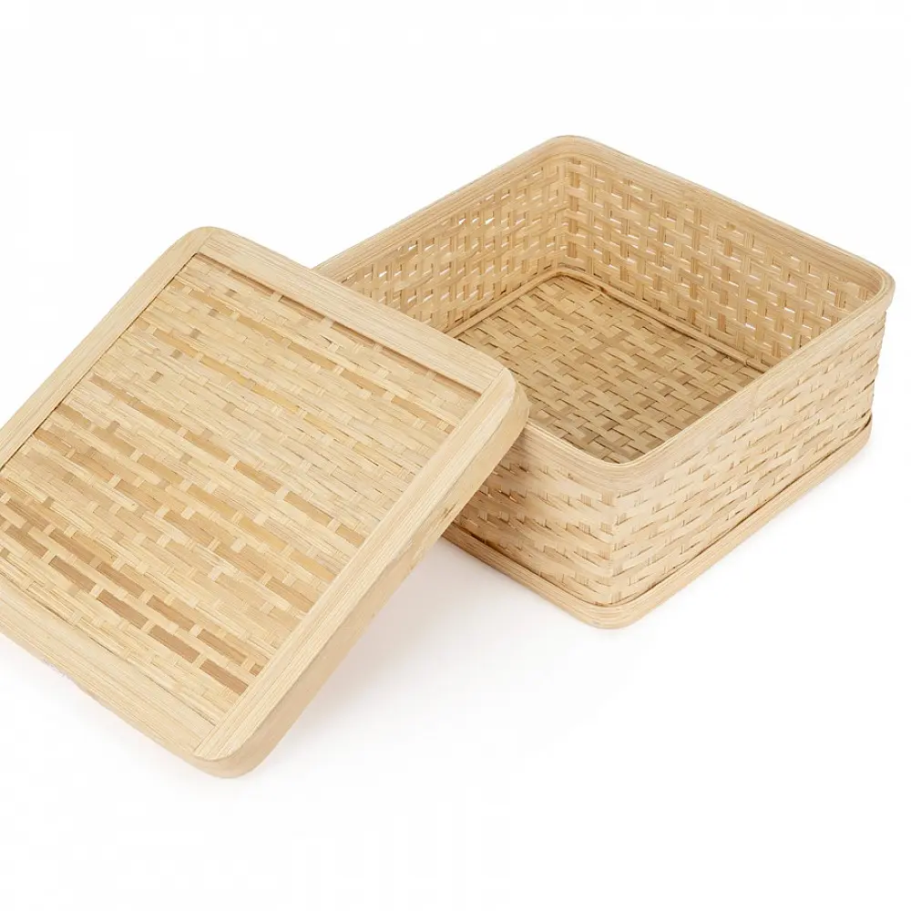 shop Mira Handcrafted Bamboo Square Box - Set of 3