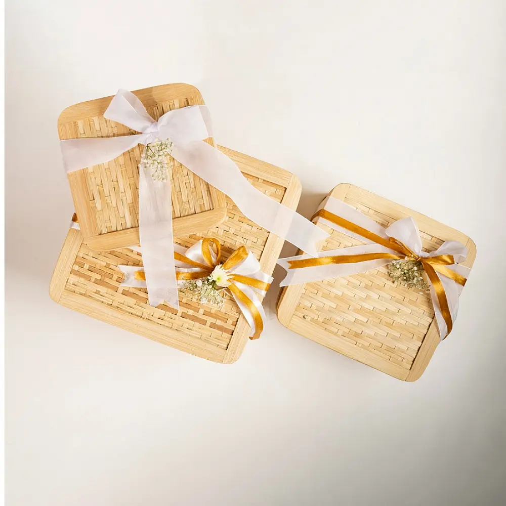 shop Mira Handcrafted Bamboo Square Box - Set of 3