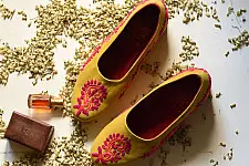 Petal & Sole| Hand Embroidered Shoes - Mustard Yellow 