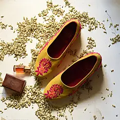 Petal & Sole| Hand Embroidered Shoes - Mustard Yellow 