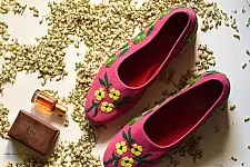 Petal & Sole| Hand Embroidered Shoes - Pink