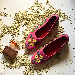 Petal & Sole| Hand Embroidered Shoes - Pink