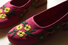 Petal & Sole| Hand Embroidered Shoes - Pink
