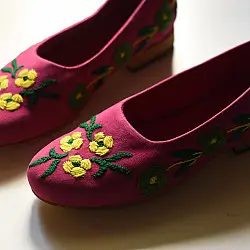 Petal & Sole| Hand Embroidered Shoes - Pink