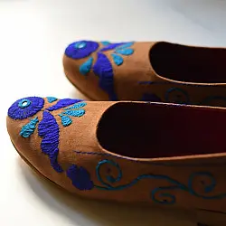 Petal & Sole| Handmade Embroidery Brown Shoe