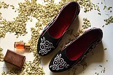 Petal & Sole| Handmade Embroidery - Black Shoes