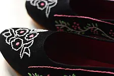 Petal & Sole| Handmade Embroidery - Black Shoes