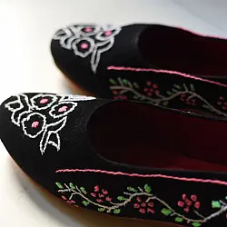 Petal & Sole| Handmade Embroidery - Black Shoes